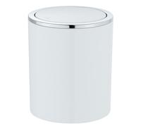 Wenko Cestino Bagno con Coperchio a Battente in Materiale plastico, 2 Litri | cestino per il bagno e il bagno degli ospiti, Ø 14 x 16,8 cm, bianco, Mod Inca