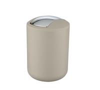 WENKO Cestino bagno da 2 litri con coperchio a battente, cestino da bagno | piccolo cestino in materiale plastico resistente agli urti, Ø 14 x 21 cm, color tortora, Mod Brasil S