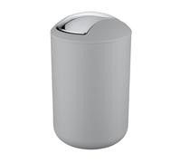 WENKO Cestino bagno da 6,5 litri con coperchio a bilico | in materiale plastico resistente agli urti, grigio, Mod Brasil L