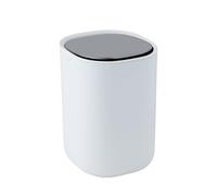 WENKO Cestino con coperchio a molla Mod. Frini 1,5 L, plastica con coperchio inox, piccolo cestino per cosmetici e rifiuti, bagno, ospiti, toeletta, tavolo, cucina, maneggevole, bianco