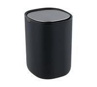 WENKO Cestino con coperchio a molla Mod. Frini 1,5 L, plastica con coperchio inox, piccolo cestino per cosmetici e rifiuti, bagno, ospiti, toeletta, tavolo, cucina, maneggevole, nero
