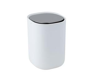 WENKO Cestino con coperchio a molla Mod. Frini 1,5 L, plastica con coperchio inox, piccolo cestino per cosmetici e rifiuti, bagno, ospiti, toeletta, tavolo, cucina, maneggevole, bianco