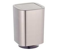 WENKO Cestino con coperchio basculante 5,5 L per cosmetici | in materiale plastico, coperchio rimovibile, argento, Mod Auron