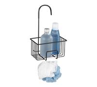 Wenko Cestino Doccia MOD. Milito portaoggetti sospeso Elegante in Acciaio Inox Nero per Bagno organizzazione mensola Doccia 18x28,5x13 cm Pet