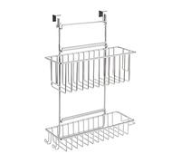 WENKO Cesto pensile Flexi, organizer a 2 livelli da appendere a cassetti e ante di armadi, adatto per bagni e cucine, montaggio senza forare, in metallo cromato, 32 x 47 x 12.5 cm