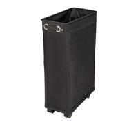 WENKO Cesto per la biancheria Corno nero, cesto biancheria stretto con quattro scorrevoli rotelle e coperchio, cassone della biancheria 100% poliestere, capienza 43 l, (L x A x P): 18,5 x 60 x 40 cm