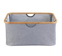 WENKO Cesto portabiancheria Bahari. Portabiancheria con pregiato telaio in bambù. Richiudibile per ridurre l'ingombro. Capienza di 50 L. Misure: 54 x 36 x 26 cm. In poliestere di facile manutenzione