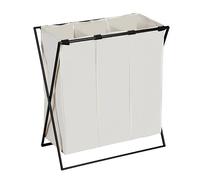 WENKO Cesto portabiancheria Trio XL, robusto cesto portabiancheria con struttura in ferro, tre scomparti per una separazione ottimale e 145 l, ripiegabile per risparmiare spazio, 69 x 76 x 37 cm