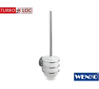 Wenko 18768100 Turbo-Loc Portascopino per WC, Fissaggio Senza Trapano, Acciaio, Polipropilene, 11,5 x 37,5 x 10 cm, Cromo/Bianco