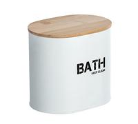 Wenko Contenitore da bagno con coperchio Gara bianco - Contenitore portaoggetti, cestino da bagno, Acciaio, 14.5 x 13.5 x 10.5 cm, Bianco
