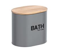 Wenko Contenitore da bagno con coperchio Gara grigio - Contenitore portaoggetti, cestino da bagno Capacità: 1.092 l, Acciaio, 14.5 x 13.5 x 10.5 cm, Grigio