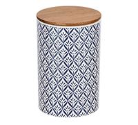 Wenko Contenitore Lorca, 1,45l, contenitore per alimenti con coperchio in bambù e anello in silicone per la conservazione ermetica e aromatica, in ceramica di alta qualità, Ø 12,5x18,5cm, multicolore