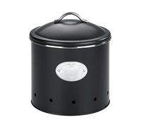 Wenko Contenitore Nero con Fori per Alimenti, Traspirante, capacità 4 l, Metallo Verniciato a Polvere, 4,0 L