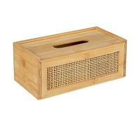 Wenko Contenitore per Salviette Cosmetiche Allegre, Box Decorativo per Salviette Cosmetiche O Fazzolettini, Intrecciato in Rattan e Bambù di Qualità Nel Trendy Boho-Style, 25 X 10 X 13 Cm, Naturale
