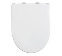 WENKO Copri water Sindia fino a 300 kg, abbassamento automatico Easy-Close e attacco in acciaio inossidabile igienico Fix-Clip a 1 pulsante, plastica infrangibile Duroplast, 36,5 x 46,5 cm, bianco