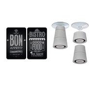 WENKO Coprifornelli in vetro Universale Bon Appetit set 2 pezzi set 2 pezzi, per tutti i tipi di piani di cottura, Vetro temperato & Patas para Tablas de vidrio 4 PCS, Grigio, 24.5x10x2.5 cm