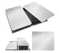Wenko Coprifornelli Universali Argento - Set di 2 Coprifornelli per Tutti i Tipi di Fornelli, Vetro Temperato, 30 x 52 cm, Argento
