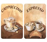 Wenko 2521280100 Coprifornelli Universal Coffee, Set 2 Pezzi per Tutti i Tipi di Piani di Cottura, Vetro Temperato, Materiale Plastico, 52 x 30 cm, Multicolore/Grigio Chiaro
