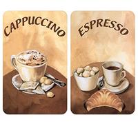 Wenko 2521280100 Coprifornelli Universal Coffee, Set 2 Pezzi per Tutti i Tipi di Piani di Cottura, Vetro Temperato, Materiale Plastico, 52 x 30 cm, Multicolore/Grigio Chiaro
