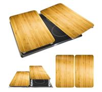 WENKO Coprifornelli Universale Mod Effetto legno, regolabile in altezza per tutti i tipi di fornelli, tagliere e paraspruzzi, vetro, 30 x 52 cm, 2 pezzi