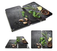 WENKO Coprifornelli Universale Mod Erbe aromatiche, regolabile in altezza per tutti i tipi di fornelli, tagliere e paraspruzzi, vetro, 30 x 52 cm, 2 pezzi