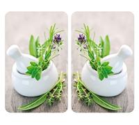 WENKO Coprifornelli in vetro Universal Orto - set 2 pezzi, per tutti i tipi di piani di cottura, Vetro temperato, 30 x 2-6 x 52 cm, Multicolore