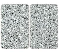 WENKO Coprifornelli Universale Mod Granito, regolabile in altezza per tutti i tipi di fornelli, tagliere e paraspruzzi, vetro, 30 x 52 cm, 2 pezzi