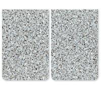 WENKO Coprifornelli Universale Mod Granito, regolabile in altezza per tutti i tipi di fornelli, tagliere e paraspruzzi, vetro, 30 x 52 cm, 2 pezzi