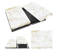 WENKO Coprifornelli universali marmo oro - Set di 2 coprifornelli per tutti i tipi di fornelli, Vetro temperato, 30 x 52 cm, Bianco
