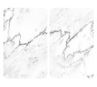 WENKO Coprifornelli Universale Mod Marmo, regolabile in altezza per tutti i tipi di fornelli, tagliere e paraspruzzi, vetro, 30 x 52 cm, 2 pezzi