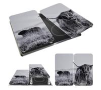 WENKO Coprifornelli Universal Highland Cattle - set di 2 pezzi, per tutti i tipi di piani di cottura, vetro temperato, 30 x 52 cm, colore grigio
