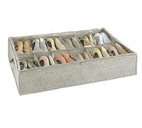 WENKO Custodia sottoletto per scarpe Balance - Custodia portascarpe con 12 scomparti, scatola portascarpe con coperchio, Polipropilene, 74 x 15 x 60 cm, Tortora