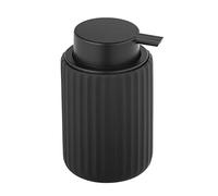 Wenko Dispenser di sapone Belluno Nero Ceramica | Dosatore di sapone con moderna struttura scanalata, soft touch, industriale, nero, Ø 8 x 13,5 cm, 300 ml, mod. Belluno