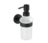 WENKO Dispenser di sapone Bosio, acciaio, incl. materiale per il montaggio, 7x18x11cm, nero opaco