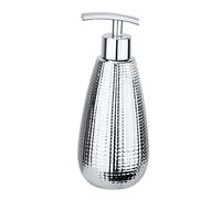 Wenko - Dispenser per sapone Dakar, in ceramica, Cromo, ceramica, Argento, 8.0x8.0x19.9 cm