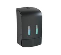 Wenko Dispenser per sapone e disinfettante, a 2 scomparti, colore: nero, dosatore per sapone e disinfettante, capacità per ogni camera: 480 ml, 0,96 l