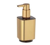 WENKO Dispenser sapone Auron Oro, dosatore di sapone riempibile per sapone liquido e lozione, in pregiata plastica con superficie cangiante color oro, 7 x 16,5 x 8 cm, capienza 300 ml