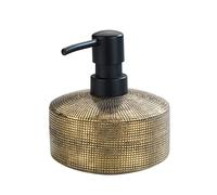 WENKO Dispenser sapone Rivara, dosatore di sapone riempibile per sapone liquido e lozione, in pregiata ceramica, dipinto a mano, Ø 10.5 x 12 cm, capienza 400 ml, colore Oro