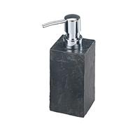 WENKO Dispenser sapone Slate Rock - finitura effetto ardesia Capacità: 0.25 l, Poliresina, 8.2 x 17 x 5.9 cm, Grigio antracite