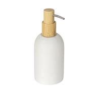 Wenko Distributore di Sapone MOD. Altavalle Dispenser Sapone freestanding per Bagno in poliresina e bambù 0,25L 7,5x18x8 cm Bianco Naturale