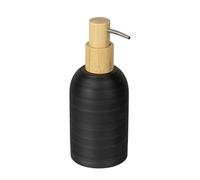 Wenko Distributore di Sapone MOD. Altavalle Elegante Design per Bagno autoportante in poliresina e bambù Nero Naturale 0,25 l 7,5 x 18 x 8 cm