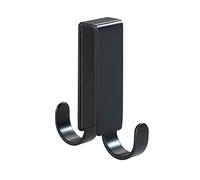 Wenko Doppio gancio per doccia Vieste Argento/Nero opaco - Gancio per parete box doccia, Acciaio inossidabile, 2 x 7 x 5.5 cm