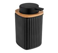 Wenko Dosatore di Sapone Rotello, Dispenser Ricaricabile per 250 Ml di Sapone Liquido, Plastica di Qualità con Dettagli in Bambù, Anche per Detersivo per Piatti, 8,9 X 12,7 X 7,5 Cm, Bianco/Naturale