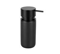 WENKO Dosatore di sapone Silo nero, dispenser in ceramica ricaricabile max. 250 ml di sapone liquido, detersivo per piatti o disinfettante, erogatore a pompa in plastica ABS extra grande, ∅ 6,2x16,5cm