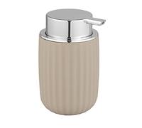 WENKO Dosatore per sapone Agropoli beige, dispenser per sapone liquido ricaricabile in plastica di qualità per 250 ml, modellatura plastica e superficie strutturata, 7,5 x 12,5 x 9 cm