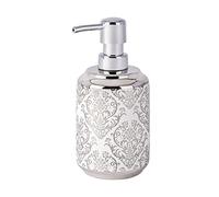 WENKO Dosificador de jabón BAROCK Blanco/Plata, Ceramica, Bianco/Argento, 8 x 9 x 16.5 cm