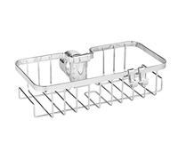 Wenko Floresta, Carrello per Doccia Quadrato, in Acciaio Inossidabile Cromato, Montaggio Senza Viti o Fori, per Tutte Le Aste Doccia Standard, 24 x 6.2 x 14 cm, Lucido
