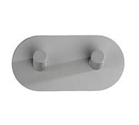 WENKO Gancio Duo grigio opaco - Gancio da bagno, gancio per salviette, autoadesivo, Acciaio inossidabile, 10 x 5 x 2.8 cm, Grigio