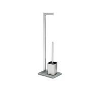 WENKO Piantana portarotolo e scopino WC Granite - WC-Bürstenhalter, Acciaio inossidabile, 23 x 73.5 x 19.5 cm, Satinato