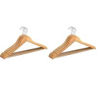 WENKO Grucce sagomate Eco - set 5 appendini, asta portapantaloni, intaglio per gonne, Legno, 45 x 23.5 x 1.2 cm, Marrone (Confezione da 2)